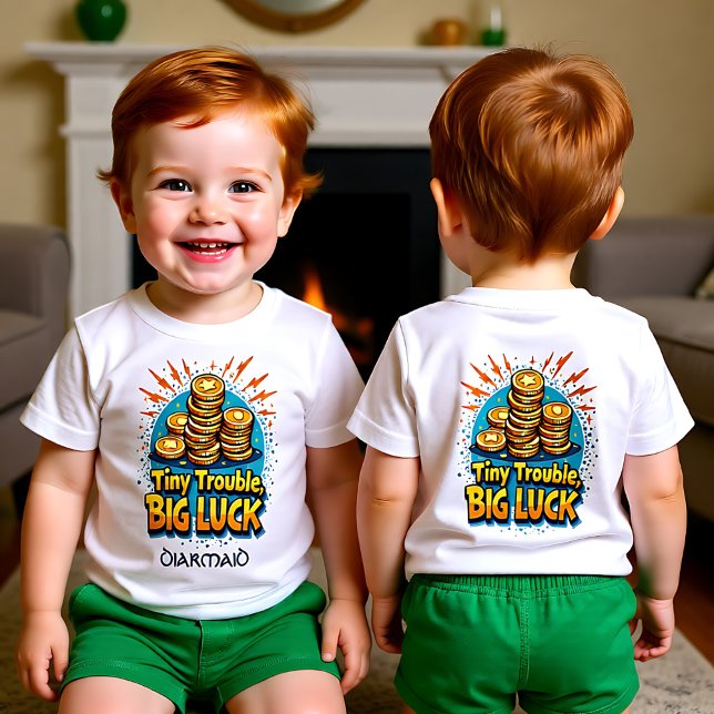 Customizable Tiny Trouble Big Luck Baby T-shirt (Customizable Tiny Trouble Big Luck Baby T-Shirt)