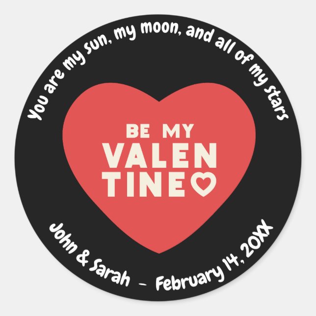 Customizable Valentine's Day Heart Runder Aufkleber (Vorderseite)