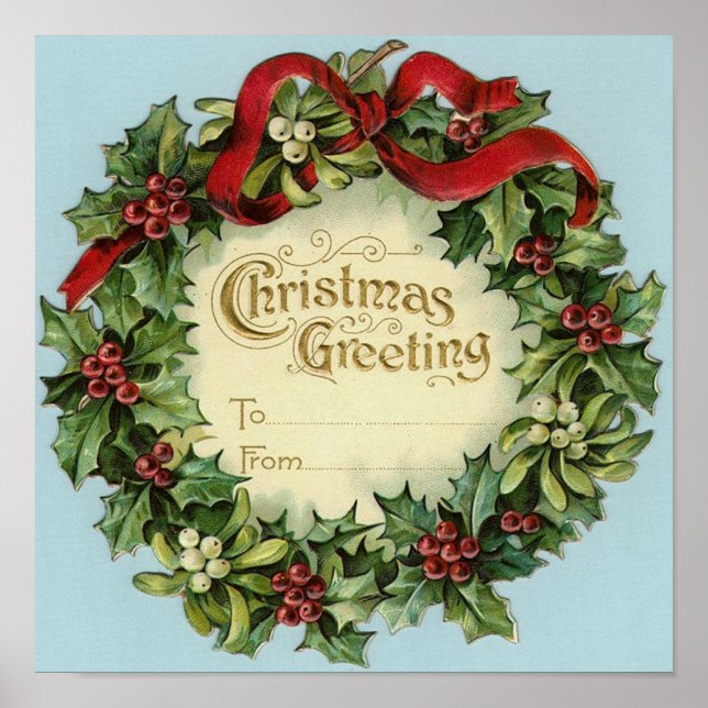 Customizable Vintage Christmas Greeting Poster (Vorne)
