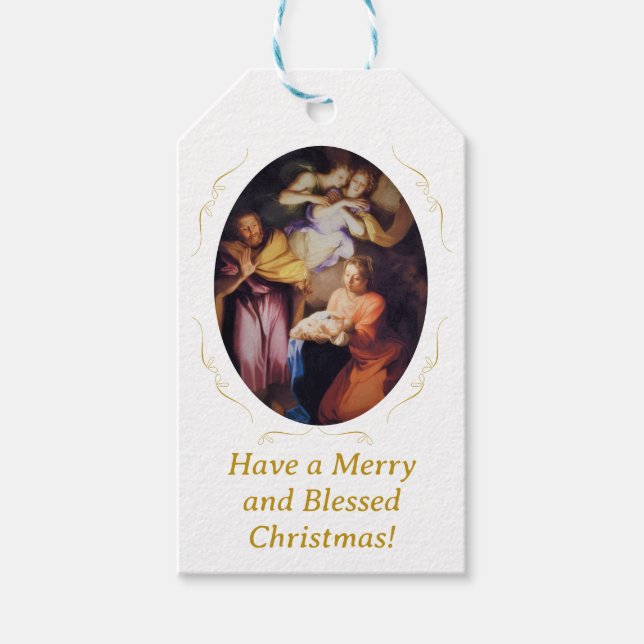 Customizable Vintage Nativity Christmas  Geschenkanhänger (Vorderseite)