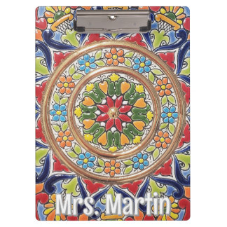 Customizable Vintage Spanish Tile Klemmbrett