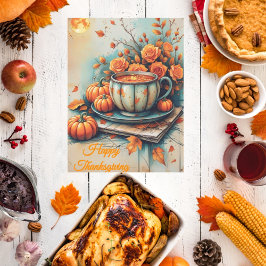 Customizable Vintage Style Thanksgiving Greeting Feiertagskarte