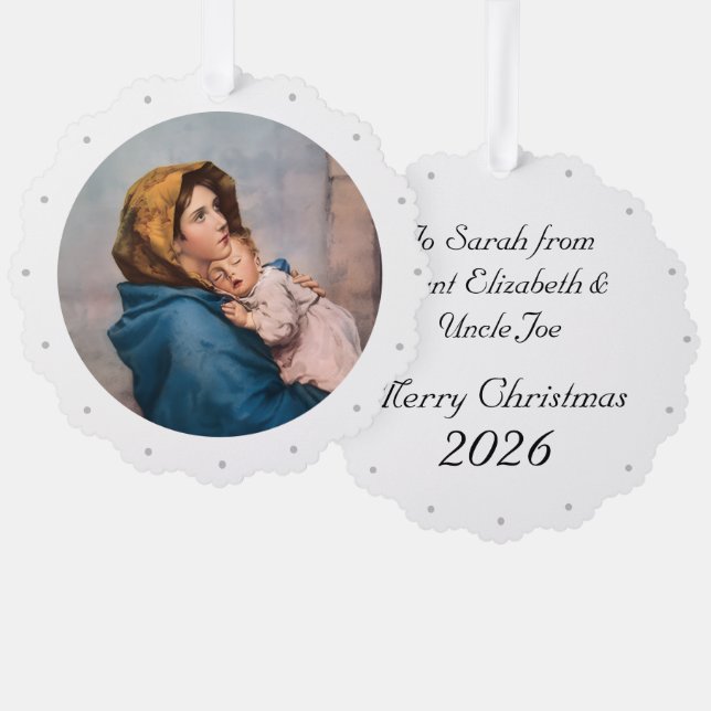 Customizable Virgin Mary Paper Ornament Card (Vorderseite/Rückseite)