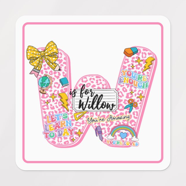 Customizable “W is for” Alphabet Art – Inspiration Etiketten (Design 1)