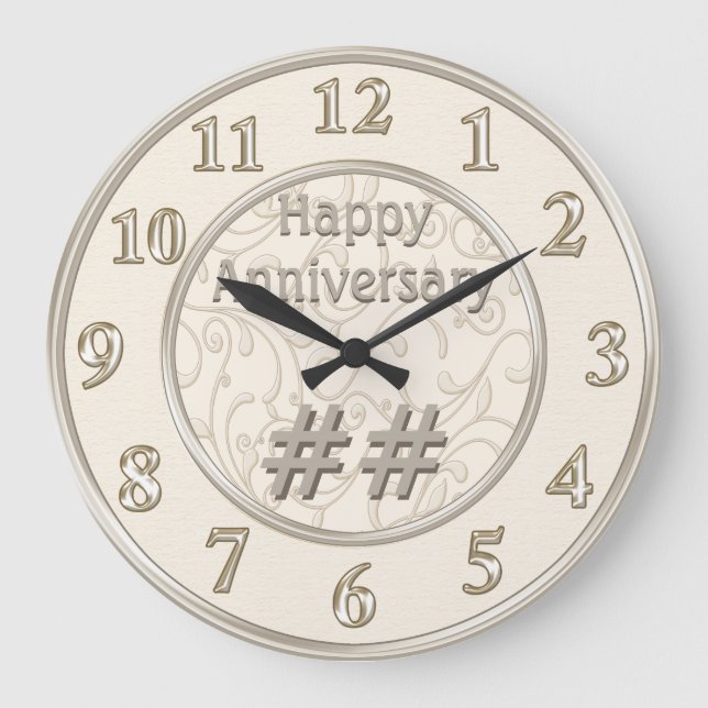 Customizable Wedding Anniversary Gifts by Year Große Wanduhr (Vorderseite)