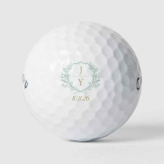 Customizable Wedding Monogram with Initials & Date Golfball (Vorderseite)