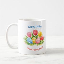 Customizable Whimsical Easter Tulips & Eggs Design Kaffeetasse