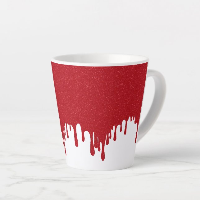 Customizable White Drip Tomato Red Latte Mug Milchtasse (Rechte Ecke)