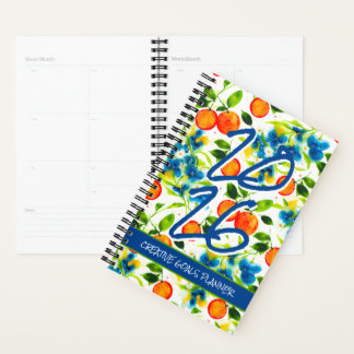 Customize 2026 Oranges & Blue Blossoms Planner Planer