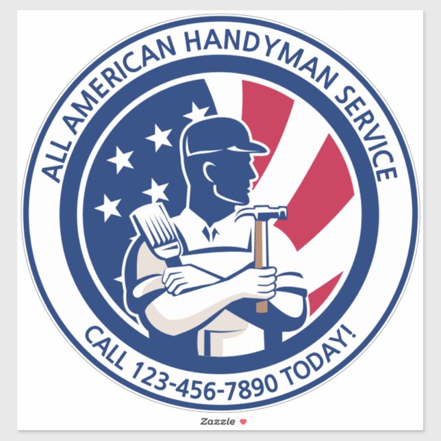 Customize American Patriotic Handyman Truck Van Aufkleber (Blatt)