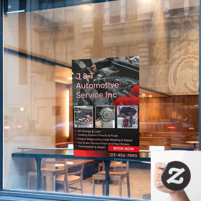 Customize Auto Repair Garage Service List With Log Fensteraufkleber (Café-Fenster)