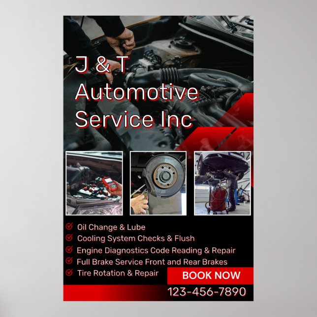 Customize Auto Repair Garage Service List With Log Poster (Vorne)