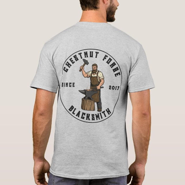 Customize Blacksmith Forge Ironworks Shop Business T-Shirt (Rückseite)