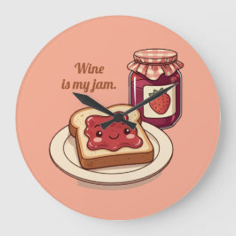 [Customize] is my jam - cute jam and toast cartoon Große Wanduhr