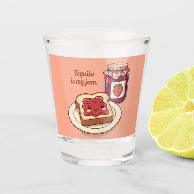 [Customize] is my jam - cute jam and toast cartoon Schnapsglas (Vorderseite)