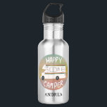 CUSTOMIZE IT Happy Camper Fun RV Sunset Motorhome Edelstahlflasche<br><div class="desc">Hey,  glückliche Campers! Mit dieser Süßwasserflasche auf die Straße mit einem Vintagen Retro-Camper. Passen Sie es an,  indem Sie Ihren eigenen Text hinzufügen. Karo meinen Shop für mehr!</div>