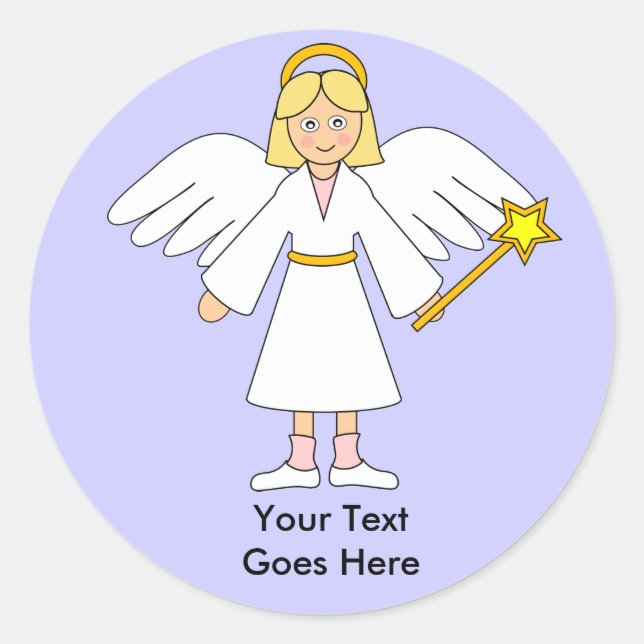 Customize Me - Kinderkrippen Angel Blonde Runder Aufkleber (Vorderseite)