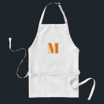 Customize monogram initial orange white schürze<br><div class="desc">Customize monogram initial orange white Adult Apron</div>