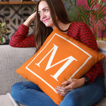 Customize monogram on bright orange kissen<br><div class="desc">Customize monogram on bright orange throw pillow. Customize and personalize by replacing the initial as desired.</div>
