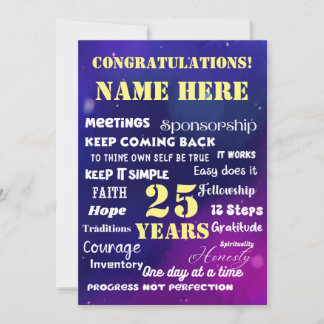 Customize Name/Milestone Recovery Words & Slogans Feiertagskarte