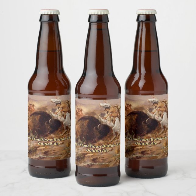 Customize Native American Buffalo Hunt im Detail Bierflaschenetikett (Flaschen)