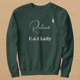 Customize Pet Lover Green And White Script Cat Mom Sweatshirt