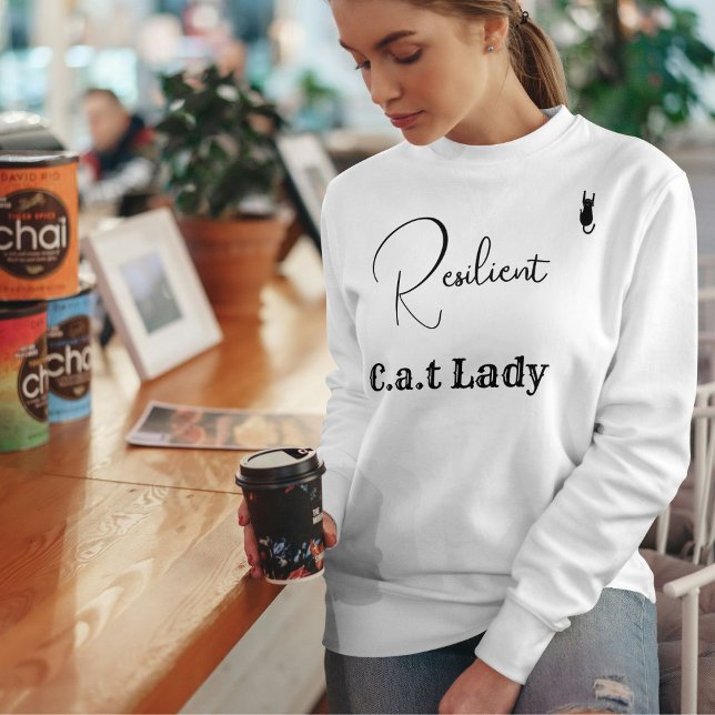Customize Pet Lover White And Black Script Cat Mom Sweatshirt (Von Creator hochgeladen)