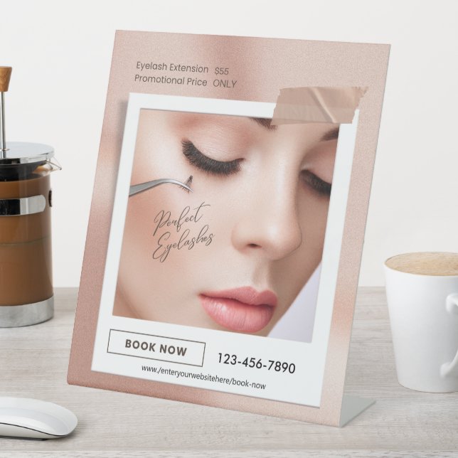 Customize Pink Elegant Aesthetic Eyelash Extension Sockelschild (In Situ)