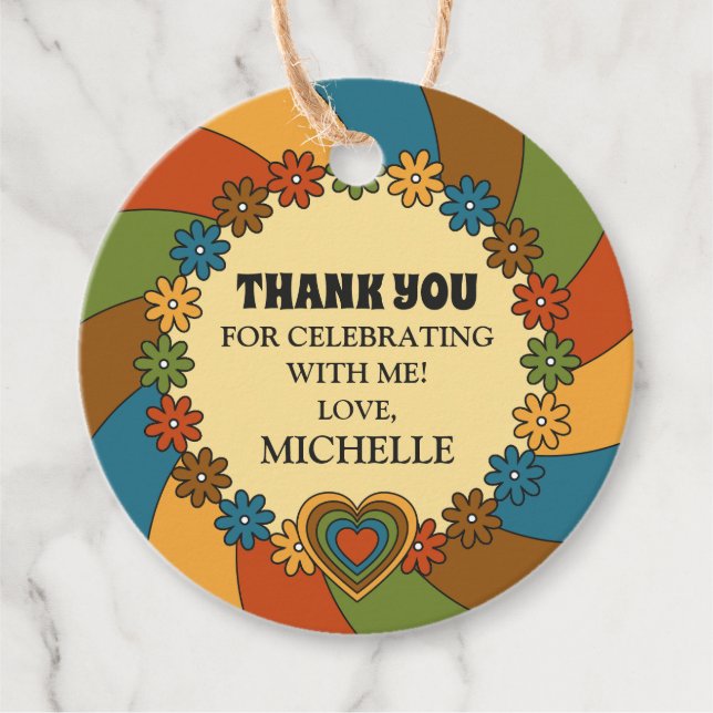 Customize Retro 60s Birthday Party Theme Thank You Geschenkanhänger (Vorderseite)