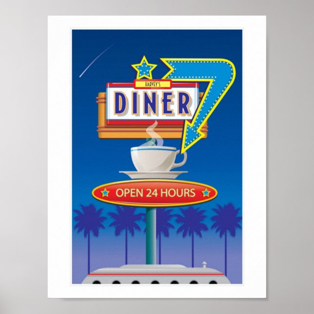 Customize Retro Diner Poster - Harvey's 50s (Vorne)