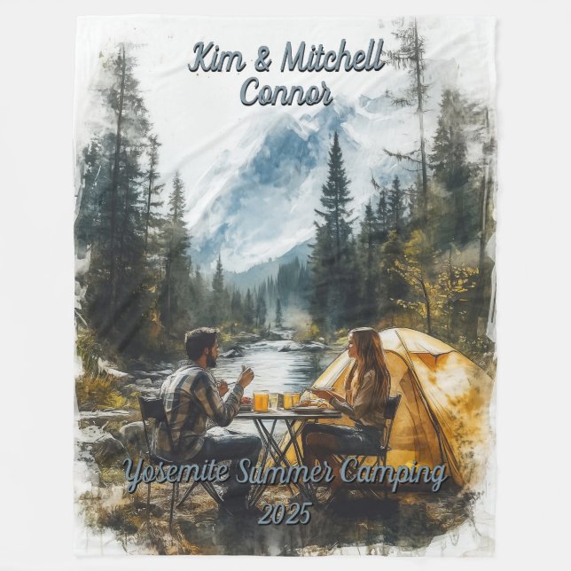 Customize Romantic Couple Mountain Stream Camping Fleecedecke (Vorderseite)