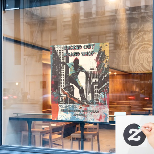 Customize Skateboard Shop Graphic Art Front  Fensteraufkleber (Café-Fenster)