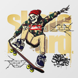 Customize Skateboard Shop Graphic Skull Skate Logo Fensteraufkleber