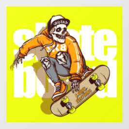 Customize Skateboard Shop Promo Skull Skater Logo Fensteraufkleber