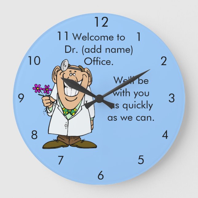 Customize Text Dr.'s Office Clock Große Wanduhr (Vorderseite)