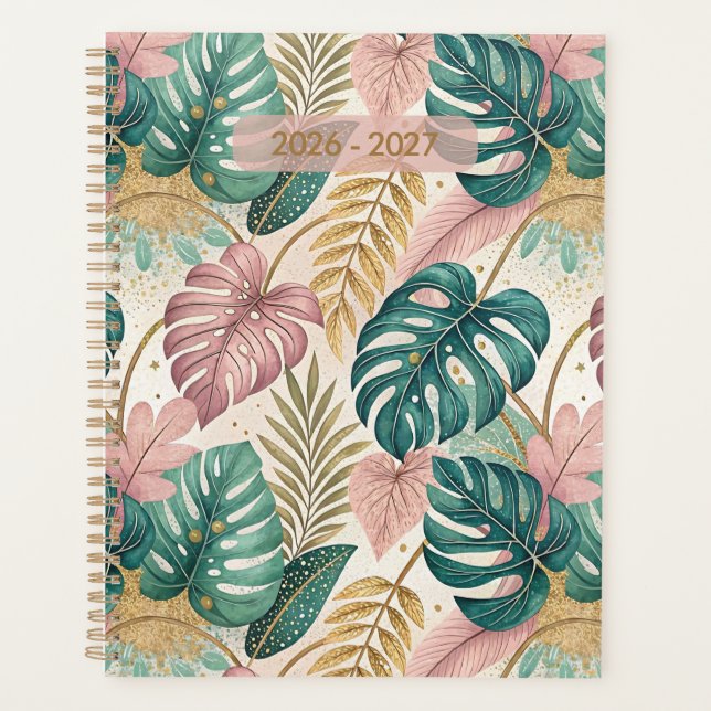 Customize Tropical Monsteras Boho Planer (Vorderseite)