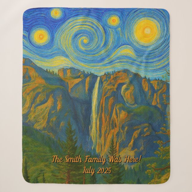 Customize van Gogh Yosemite Valley Family Vacation Sherpadecke (Vorderseite)