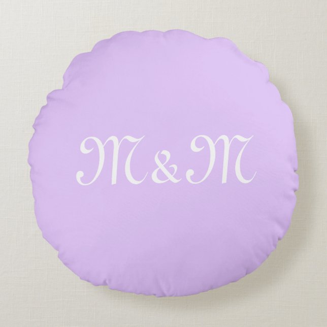 Customize w/anfangs White Letter Number lavender Rundes Kissen (Vorderseite)