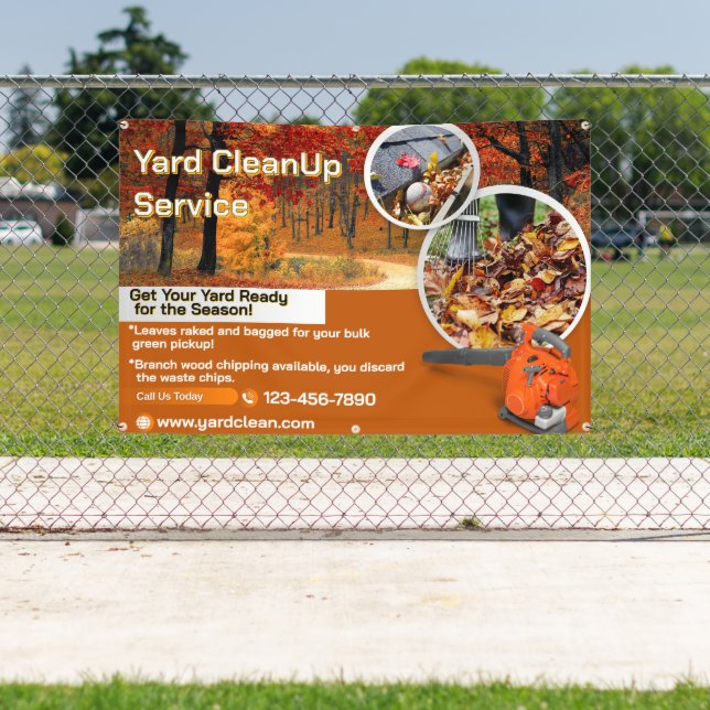 Customize Yard Leaf Clean Up Business Promotional Banner (InSitu)