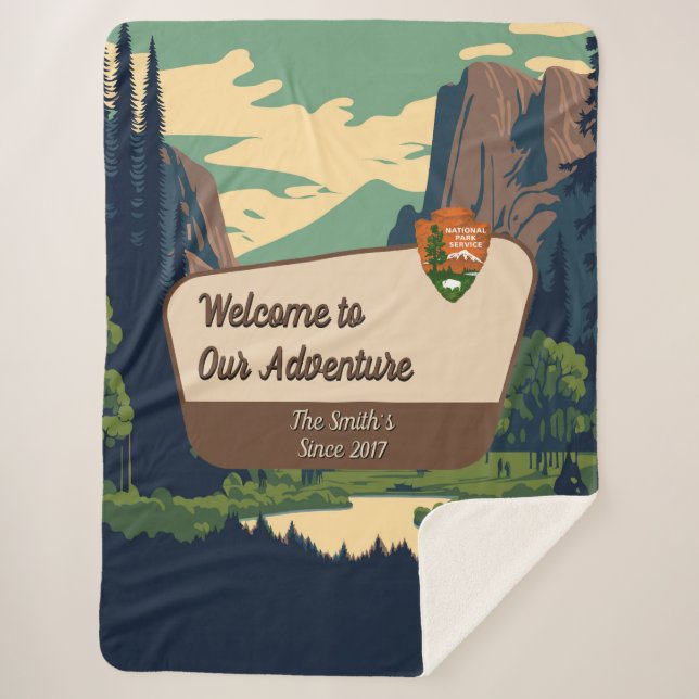 Customize Yosemite Valley Family Camping Adventure Sherpadecke (Vorderseite)