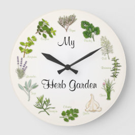 Customize Your Herb Garden Round Clock Große Wanduhr