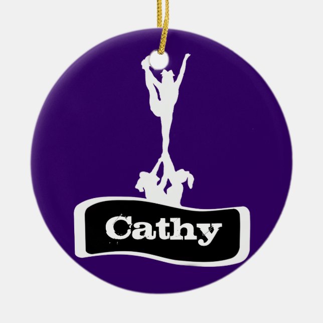 Customizeable Cheerleader-Bremsungsverzierung Keramik Ornament (Vorne)