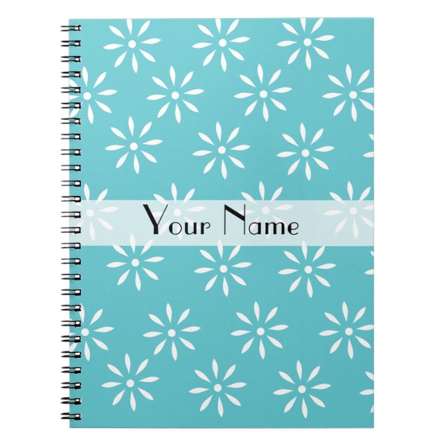 Customizeable Teal et carnet de fleur blanche (Devant)