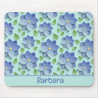 Customized 3 D Flowers In Blue Mousepad