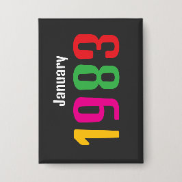 Customized Birthday Month and Year Gift Button