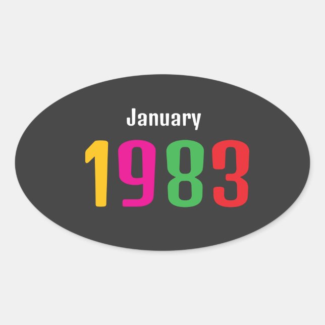 Customized Birthday Month and Year Gift Ovaler Aufkleber (Vorderseite)