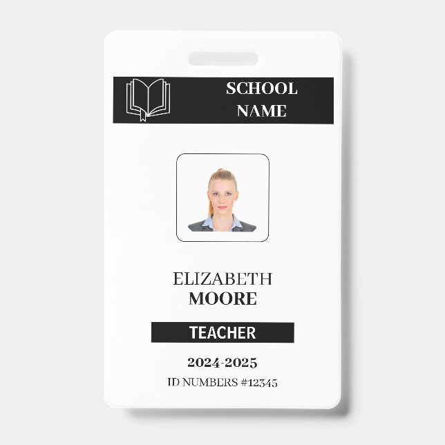 Customized black ID badge for teachers (Front)