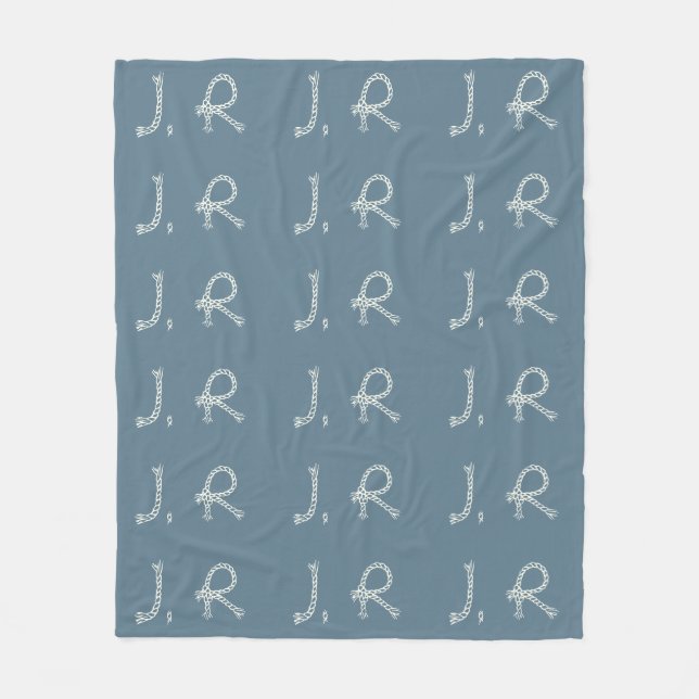 Customized Blue White Rope Knot Monogram Soft Warm Fleecedecke (Vorderseite)