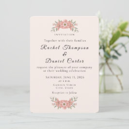 Customized Blush Pink Garden Floral Wedding  Einladung