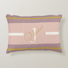 Customized Blush Pink Gold Stripe Monogram Chic Dekokissen